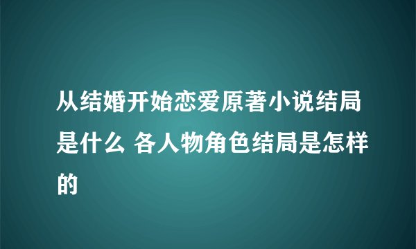 从结婚开始恋爱原著小说结局是什么 各人物角色结局是怎样的