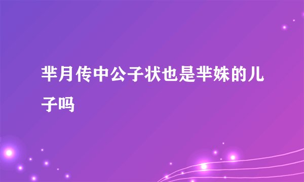 芈月传中公子状也是芈姝的儿子吗