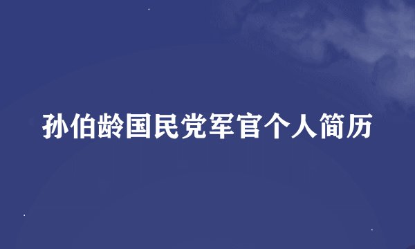 孙伯龄国民党军官个人简历