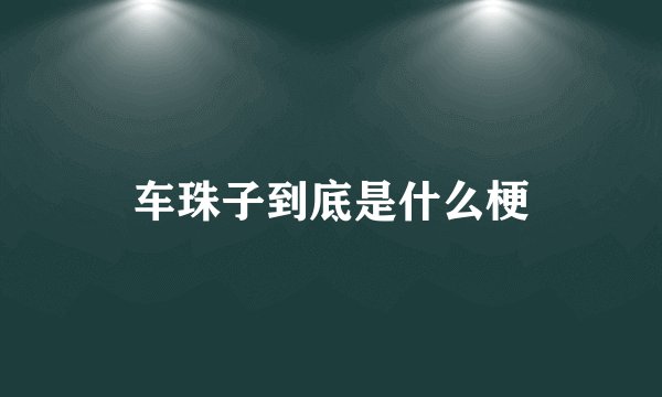 车珠子到底是什么梗