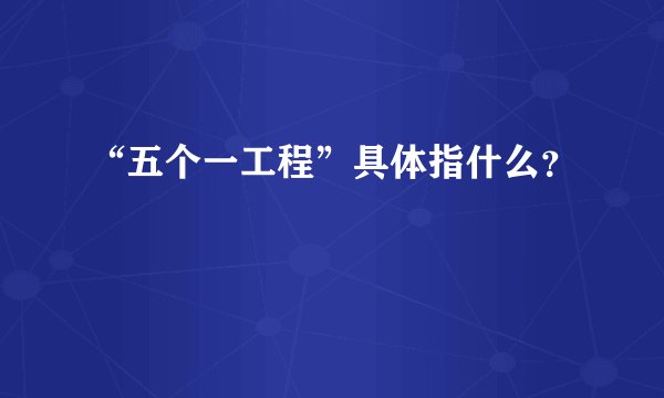 “五个一工程”具体指什么？