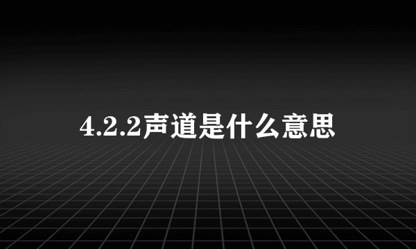4.2.2声道是什么意思