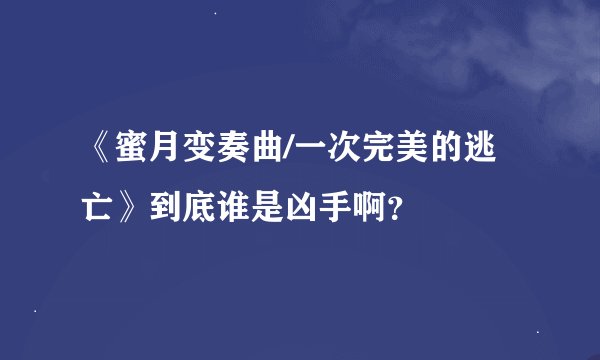 《蜜月变奏曲/一次完美的逃亡》到底谁是凶手啊?
