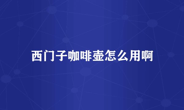 西门子咖啡壶怎么用啊