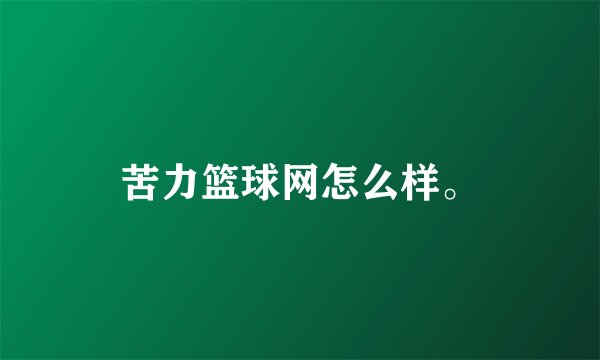 苦力篮球网怎么样。