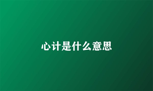 心计是什么意思