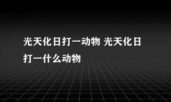 光天化日打一动物 光天化日打一什么动物