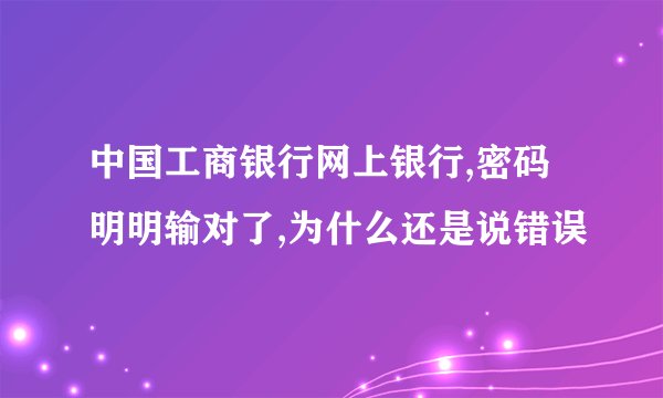 中国工商银行网上银行,密码明明输对了,为什么还是说错误