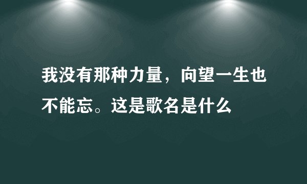 我没有那种力量，向望一生也不能忘。这是歌名是什么