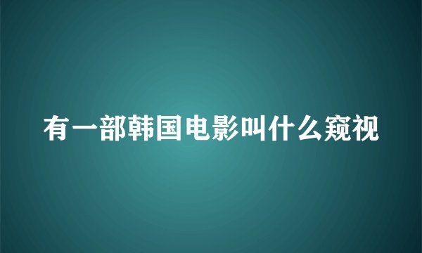 有一部韩国电影叫什么窥视