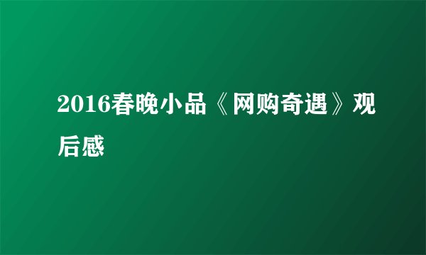 2016春晚小品《网购奇遇》观后感