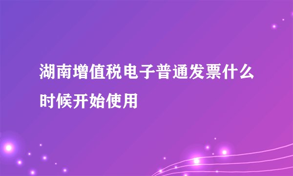 湖南增值税电子普通发票什么时候开始使用