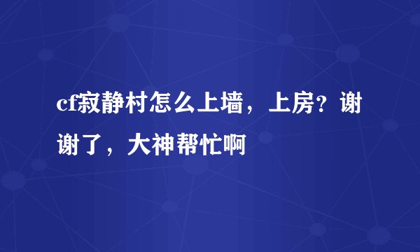 cf寂静村怎么上墙，上房？谢谢了，大神帮忙啊
