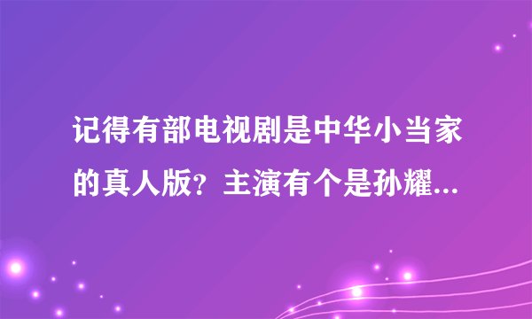 记得有部电视剧是中华小当家的真人版？主演有个是孙耀威，请问这部电视剧叫什么名字？