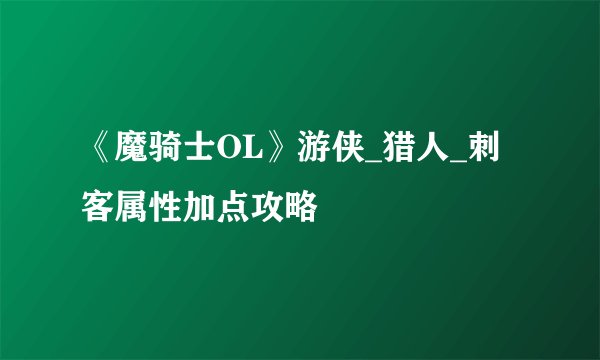 《魔骑士OL》游侠_猎人_刺客属性加点攻略