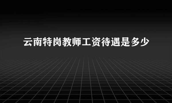 云南特岗教师工资待遇是多少