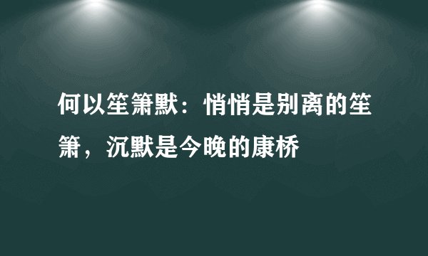 何以笙箫默：悄悄是别离的笙箫，沉默是今晚的康桥