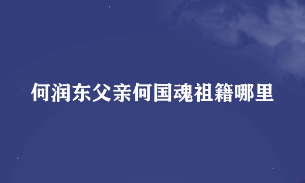 何润东父亲何国魂祖籍哪里