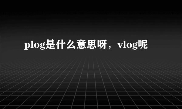 plog是什么意思呀，vlog呢