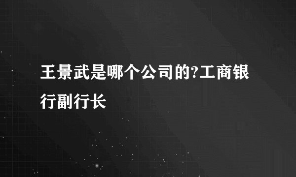 王景武是哪个公司的?工商银行副行长