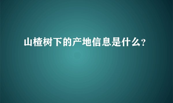 山楂树下的产地信息是什么？