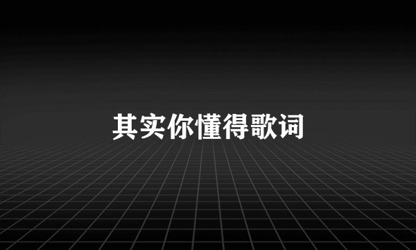 其实你懂得歌词