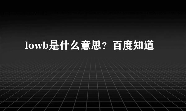 lowb是什么意思？百度知道