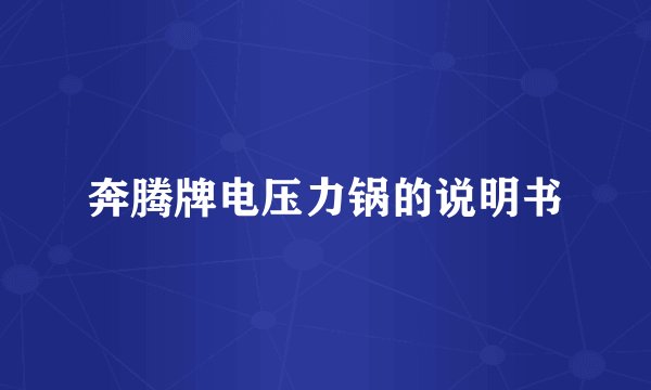 奔腾牌电压力锅的说明书