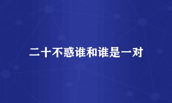 二十不惑谁和谁是一对