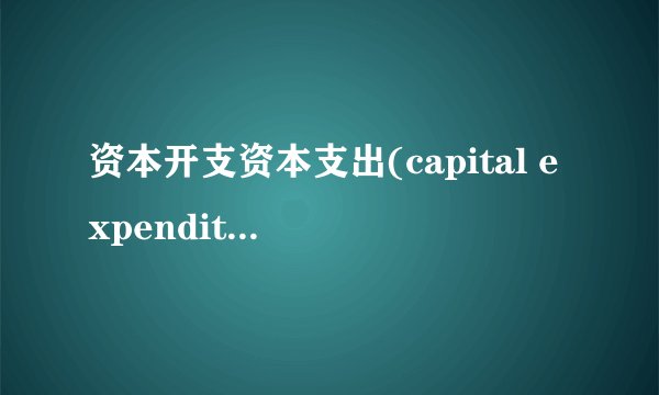资本开支资本支出(capital expenditure)