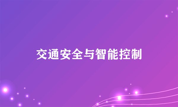 交通安全与智能控制