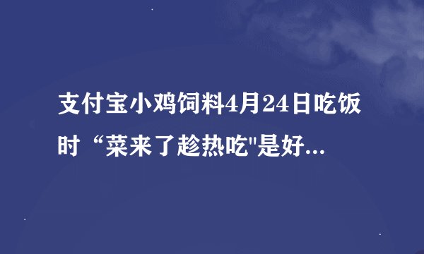 支付宝小鸡饲料4月24日吃饭时“菜来了趁热吃