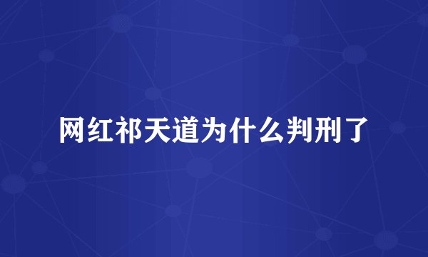 网红祁天道为什么判刑了