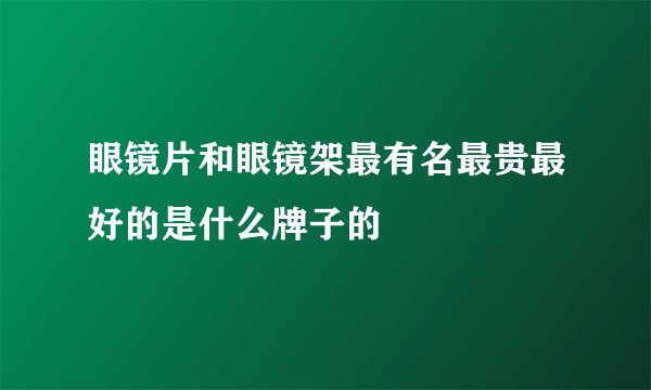 眼镜片和眼镜架最有名最贵最好的是什么牌子的
