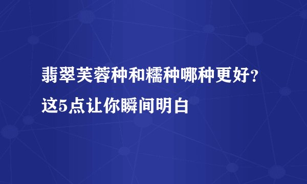 翡翠芙蓉种和糯种哪种更好？这5点让你瞬间明白
