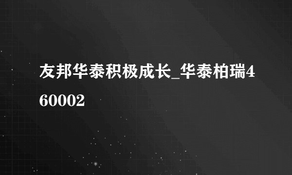 友邦华泰积极成长_华泰柏瑞460002