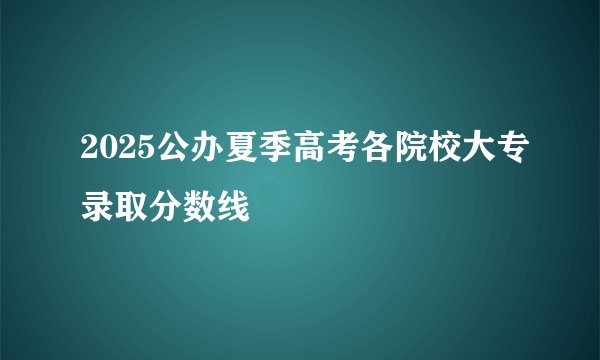 2025公办夏季高考各院校大专录取分数线