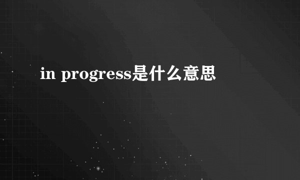 in progress是什么意思