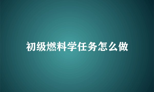 初级燃料学任务怎么做