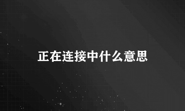 正在连接中什么意思