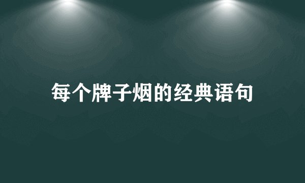 每个牌子烟的经典语句