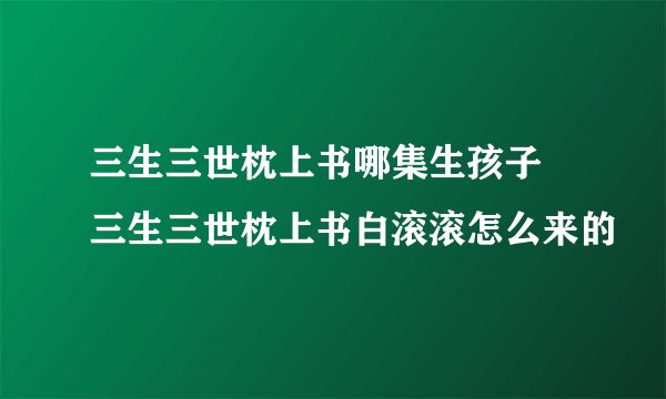 三生三世枕上书哪集生孩子 三生三世枕上书白滚滚怎么来的