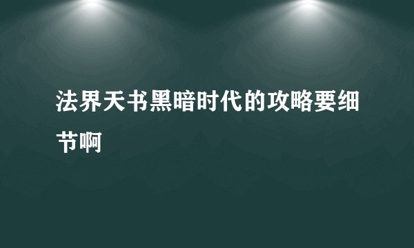 法界天书黑暗时代的攻略要细节啊