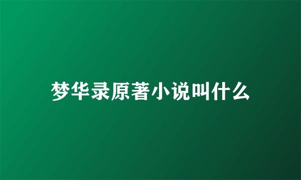 梦华录原著小说叫什么
