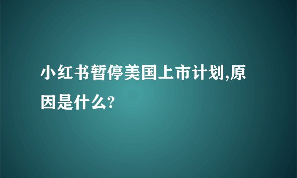 小红书暂停美国上市计划,原因是什么?