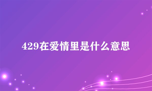 429在爱情里是什么意思