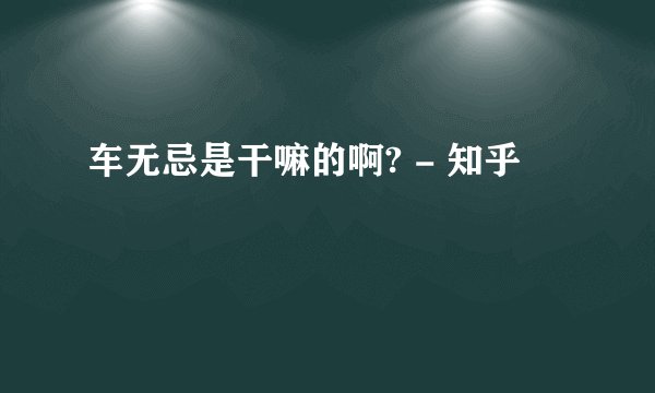 车无忌是干嘛的啊? - 知乎