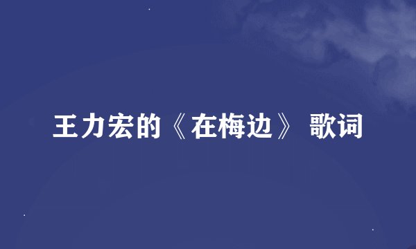 王力宏的《在梅边》 歌词