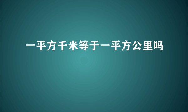 一平方千米等于一平方公里吗