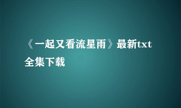 《一起又看流星雨》最新txt全集下载